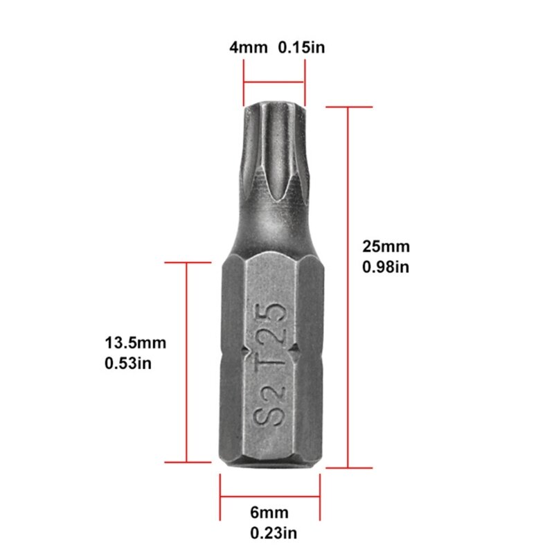 25mm narzędzia do naprawy wkrętaka wkrętaki wkrętaki wiertło chwytem Torx do zasilania narzędzia ręczne do użytku domowego