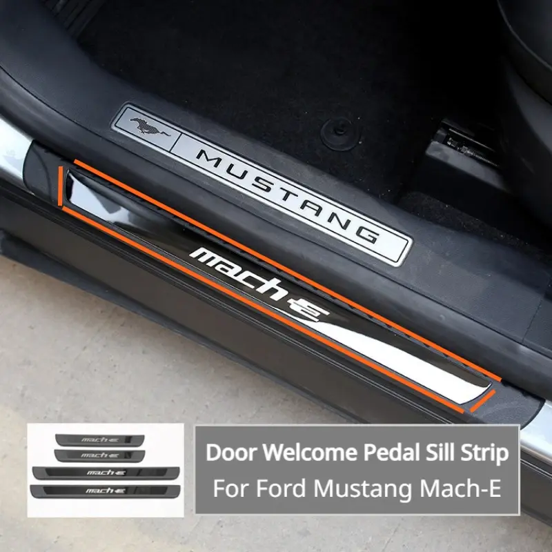 Porta Pedal Sill Strip para Ford Mustang, Mach-E, Threshold Bar Externo, Anti-Stepping Adesivos, Proteção, Acessórios Interior do Carro