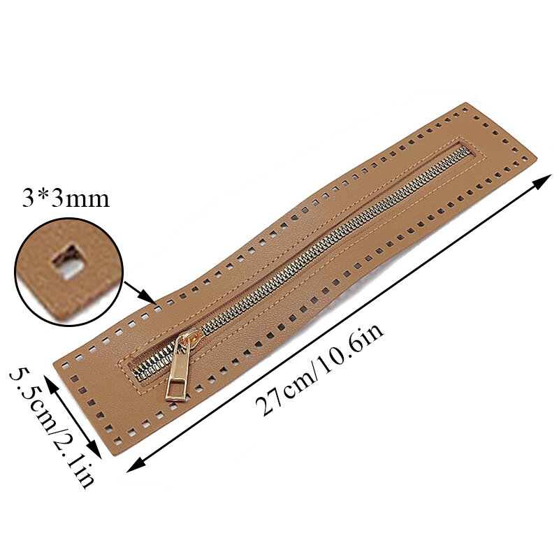 27cm Double-sided Leather Bag Zipper Woven Crochet Bags Zipper Replaceable Hardware Zipper With Single Puller For Sewing