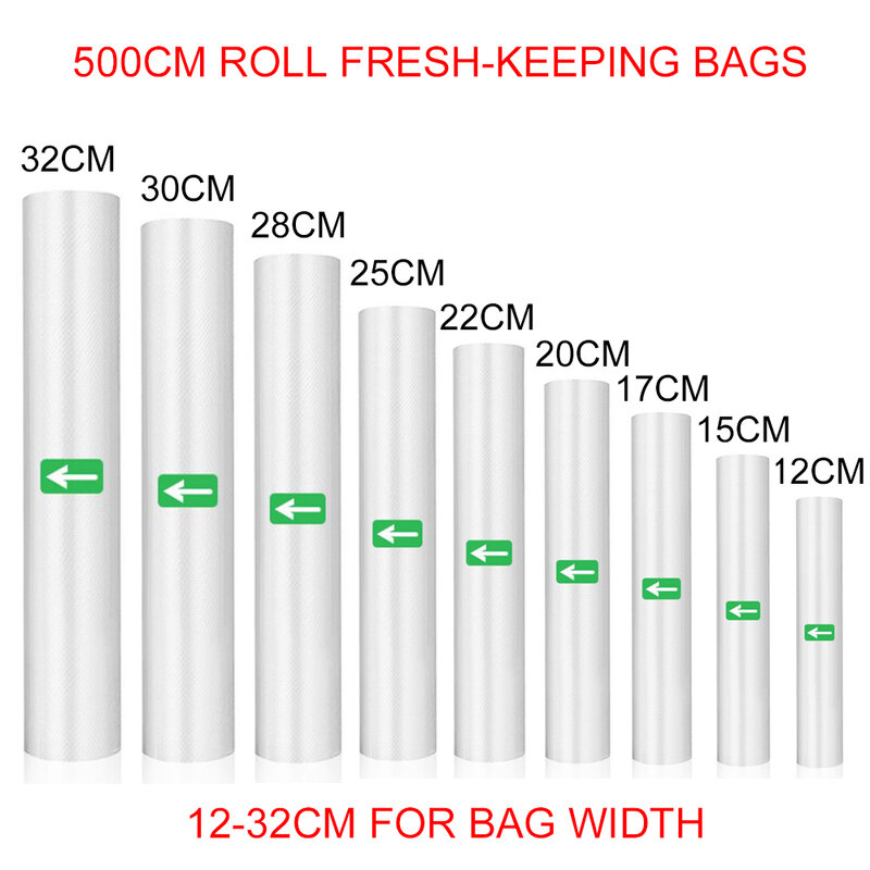 Kuchnia świeżo utrzymująca torba do przechowywania żywności uszczelniacz próżniowy pakowane torby torba na żywność wielokrotnego użytku Rolls Organizer do kuchni 12-32cm szerokość
