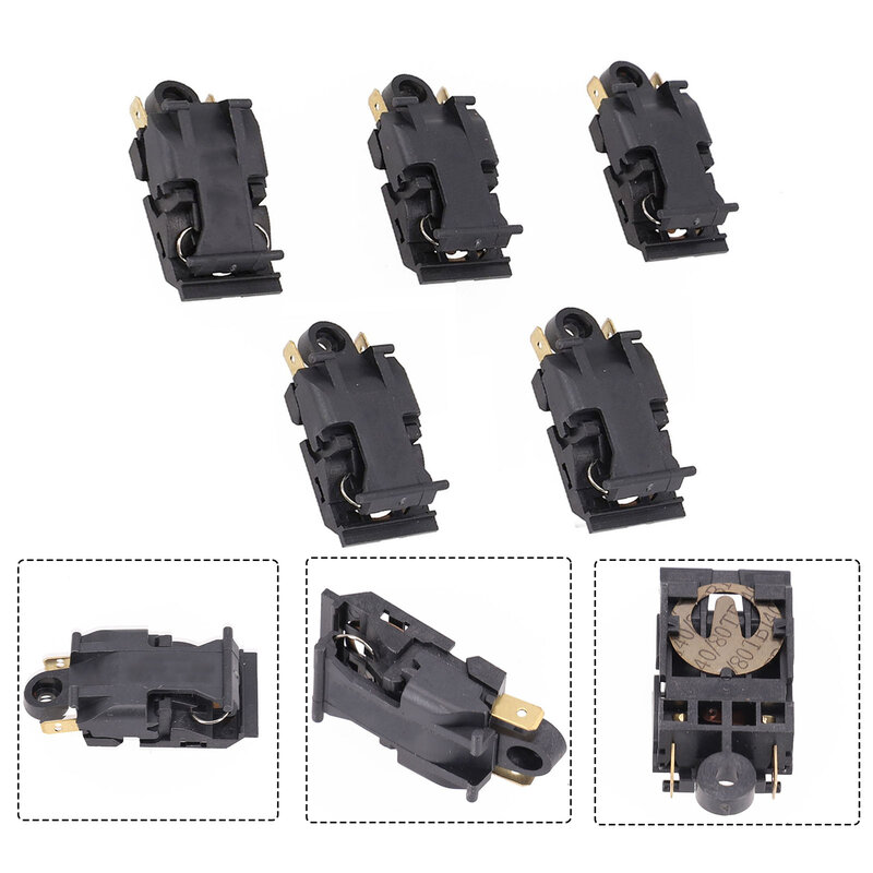 Thermostat Switch Control Switches Steam Steam Accessor Water Heater 16A 16A Power 250V 5PCS Black Electric Kettle Plastic