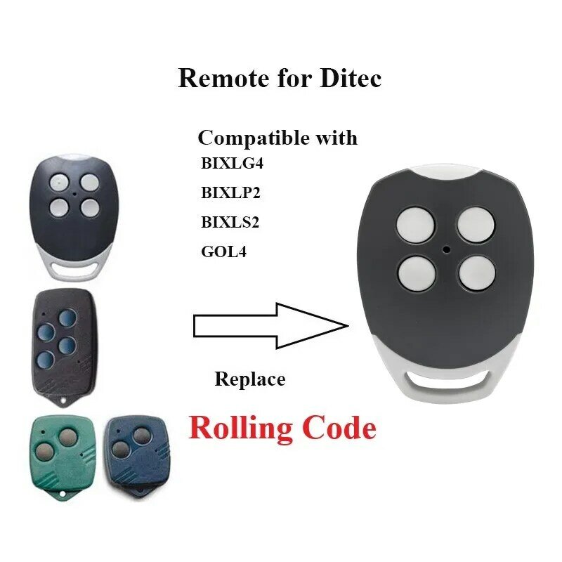 جهاز التحكم عن بعد في المرآب ، Ditec ، BIXLS2 ، BIXLP2 ، GOL4 ، BIXLG4 ، رمز المتداول