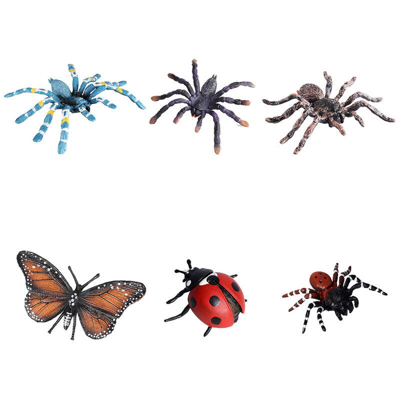 Animal de simulación de insectos para niños, modelo de juguete para interiores, sólido, mariposa Araña, Mariquita de siete estrellas
