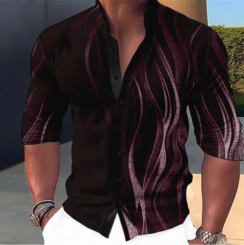 Мужская рубашка с цветным 3D-принтом, уличная одежда с длинными рукавами и пуговицами, модный дизайн, повседневная и дышащая