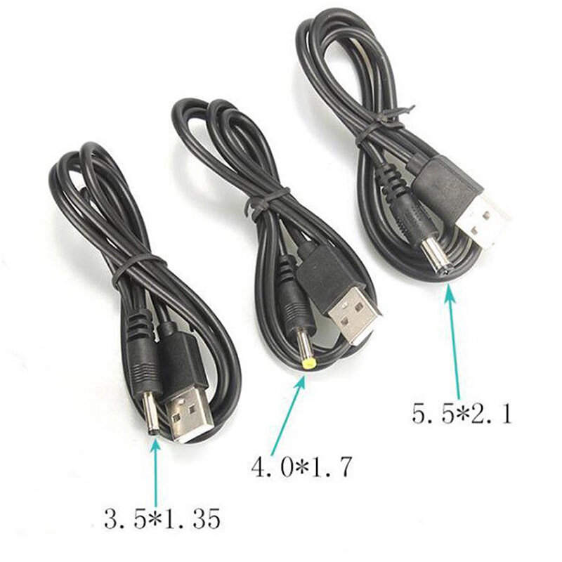 USB para DC cabo de alimentação USB DC 2.0*0.6mm 2.5*0.7mm 3.5*1.35mm 4.0*1.7mm 5.5*2.1mm 5V DC Barrel Jack USB Cabo de alimentação Conector