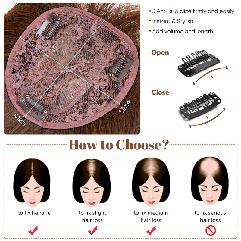 Potongan Rambut Pengganti Kepala Perempuan Potongan Rambut Pengganti Poni 3D Penutup Alami Potongan Rambut Pengganti Tidak Terlihat Putih Wig Rambut