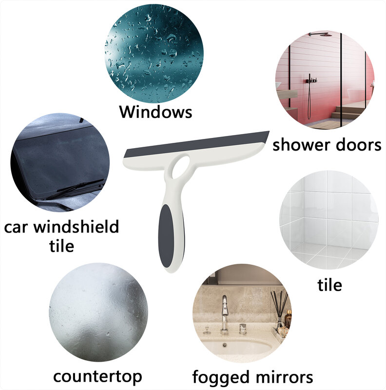 EHOMGUI Glass Squeegee Window Wiper Mirror Cleaner con Stick Hook strumento per la pulizia del Silicone del bagno per la pulizia del vetro