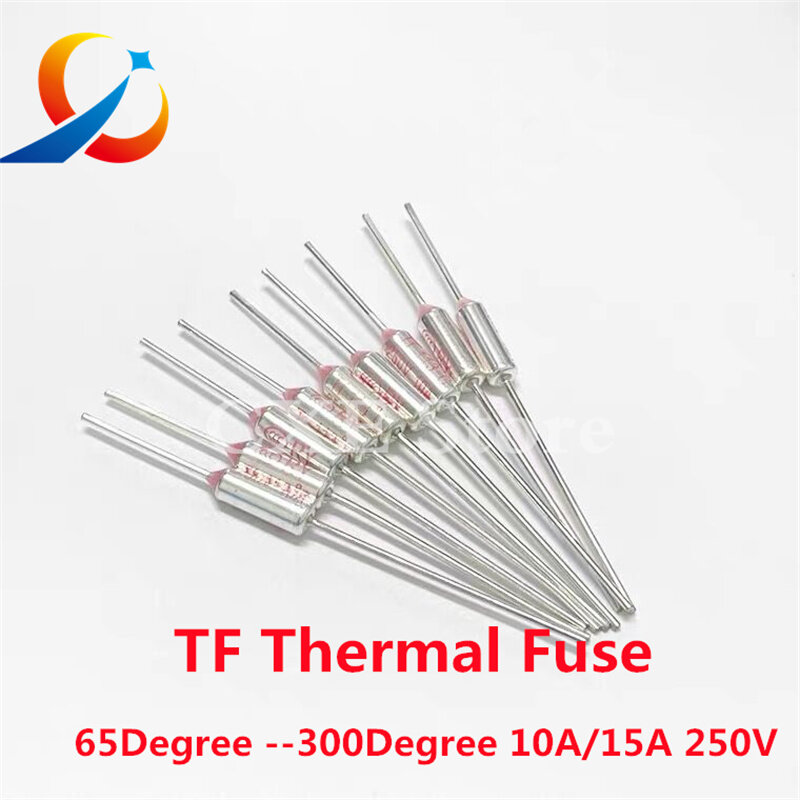 10PCS TF Thermal Fuse RY 10A 15A 250V Temperature Control Thermostat Switch 120 121 142 155 165 172 216 220 240 280 ℃ Degree