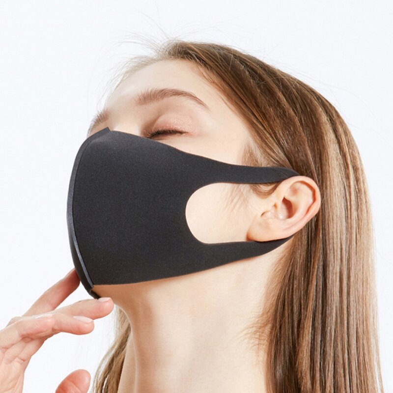 3/6/9/12 pçs esponja máscaras boca máscara facial moda respirador lavável máscara reutilizável preto para adulto criança