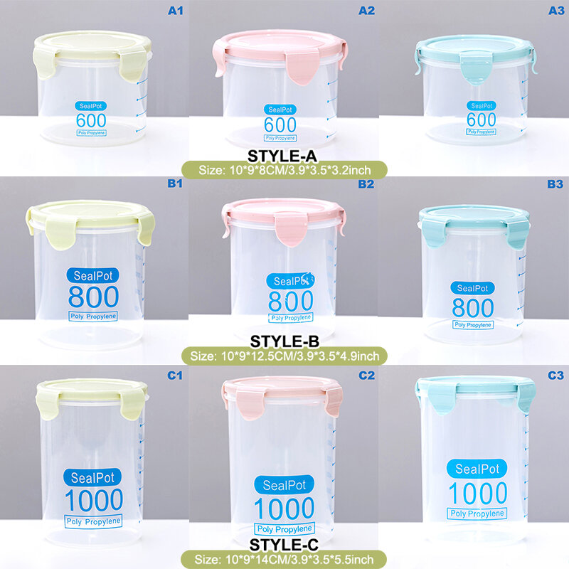 Verzegelde Blikjes Volle Granen Keuken Opslag Food Grade Transparante Plastic Blikjes Doos Snacks Opslagblikjes Container Afdichting Pot