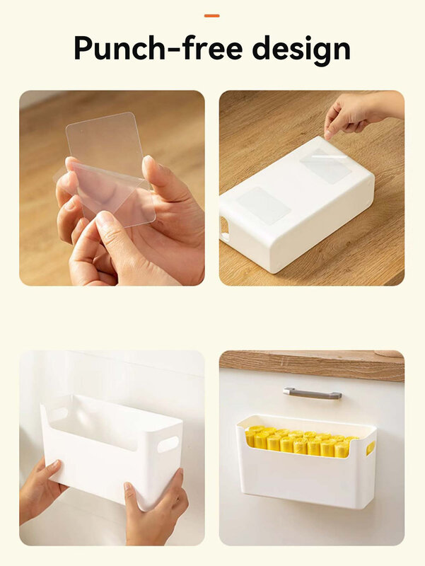 WORTHBUY Caja de almacenamiento de plástico multifuncional para cocina, organizador sin perforaciones, armario montado en la pared, accesorios de cocina