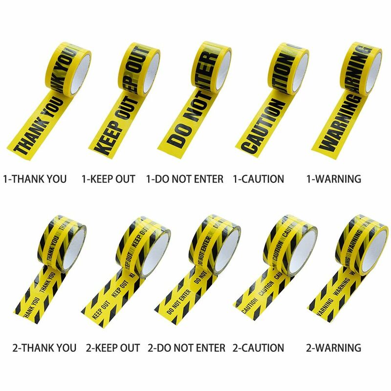 Cinta de advertencia amarilla, Personaje negro, 4,8 CM x 25M, señales de precaución, cinta adhesiva para no entrar en la decoración de fiestas