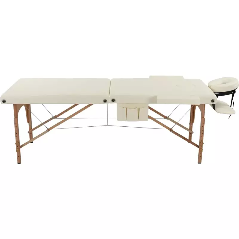 Table de massage portable, lit léger, pliable, cadre en aluminium, tatouage, sac de transport, accessoires, beige, 29 lb