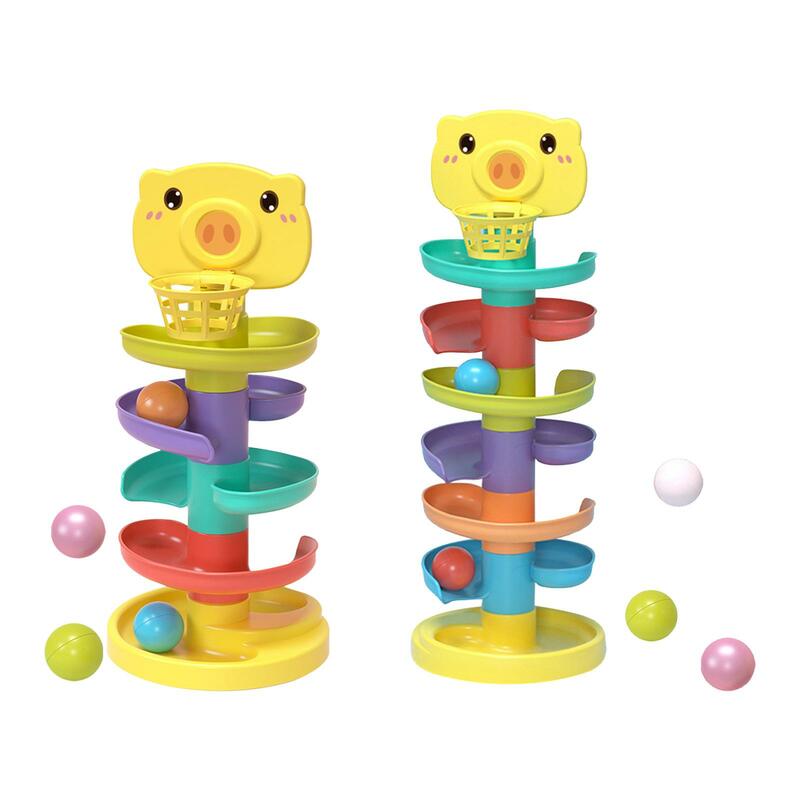 Ball Swirling Tower Toy, Toddler Montessori Educational Ball Ramp Activity Center Preschool Educational Toys
