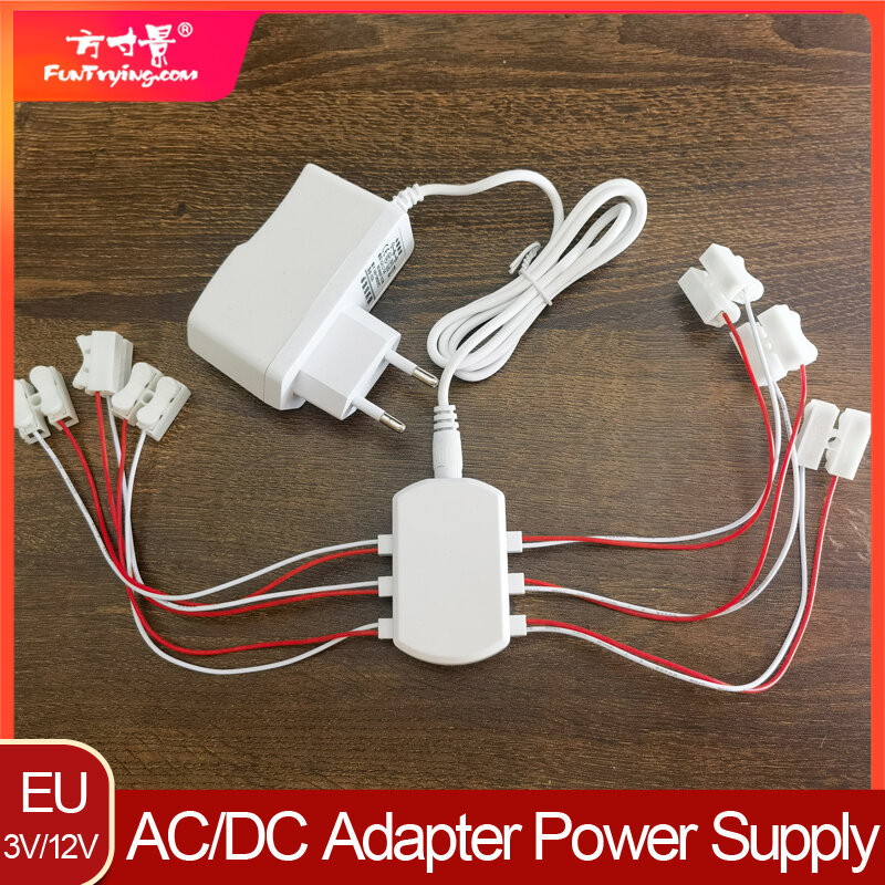 Zasilacz 3V/12V AC/Adapter DC z mocą wyjściową 6/12 portów ue dla modelu lampa ledowa/kolei/kolei/układu kolejowego/pociągu