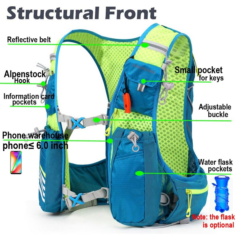 Рюкзак NEWBOLER для бега с гидратирующим жилетом 8л, гидратирующий рюкзак для велоспорта, для пешего туризма, для марафона, с сумкой для воды 2L