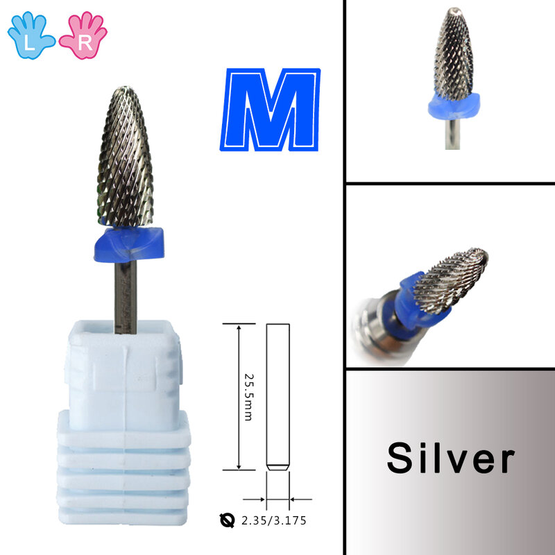 NAILTOOLS Original Carbide Left Handed Person Flame Large Cone milling cutters removel gel polish varnish Nail Drill Bit