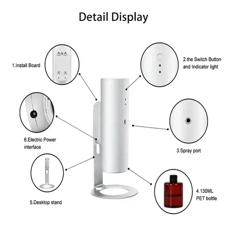 Difusor do óleo essencial do aroma, difusor do perfume do ar, máquina Waterless de Bluetooth, nebulizador do Desktop, 130ml