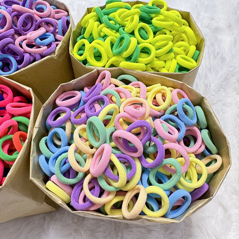 50Pcs/lot Candy Color Elastic Hair Band for Children Mini Small Rubber Band Kids Double Ponytail Braid Headband Girls Hair Tie