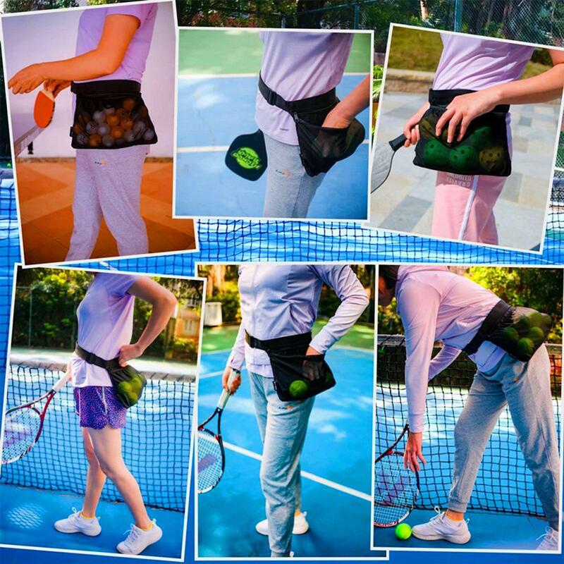 Tenis bola pemegang Band picleball kantong Mesh tas penyimpanan aksesori olahraga untuk wanita pria remaja atlet Dropship
