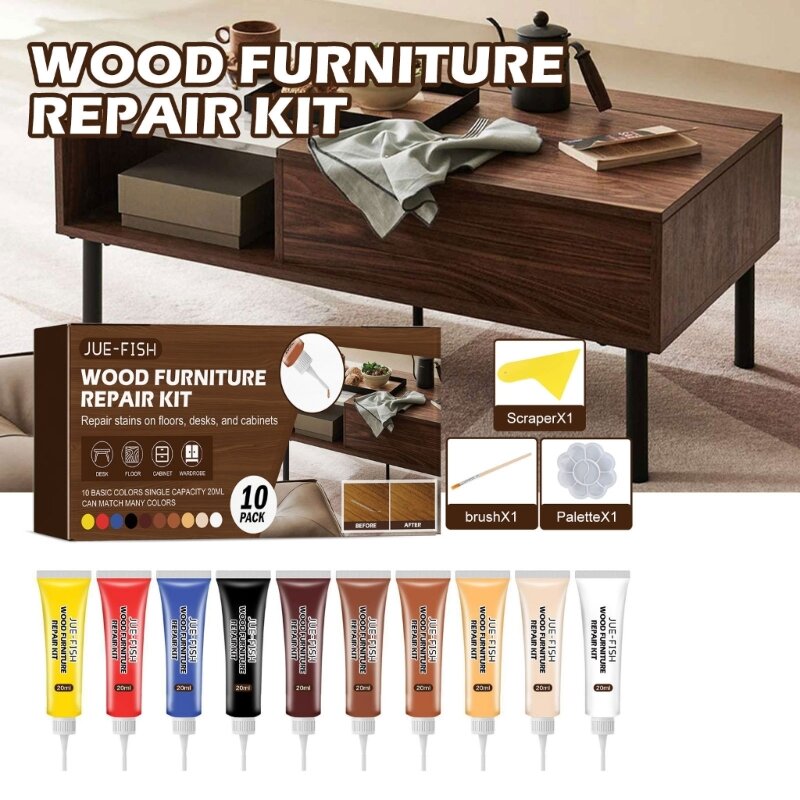 Wood Repair KitsFloor Repair Wood Filler and Touch Up Marker for Wooden Door, Floor, Table, Cabinet Easy to Use 40JA