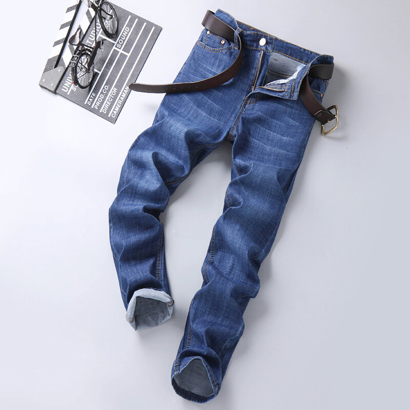 KUBRO męskie jeansy marki 2024 modne spodnie biznesowe Retro Classic spodnie jeansowe jesienne casualowe rozciągliwe dopasowanie Jeans męskie spodnie denimowe