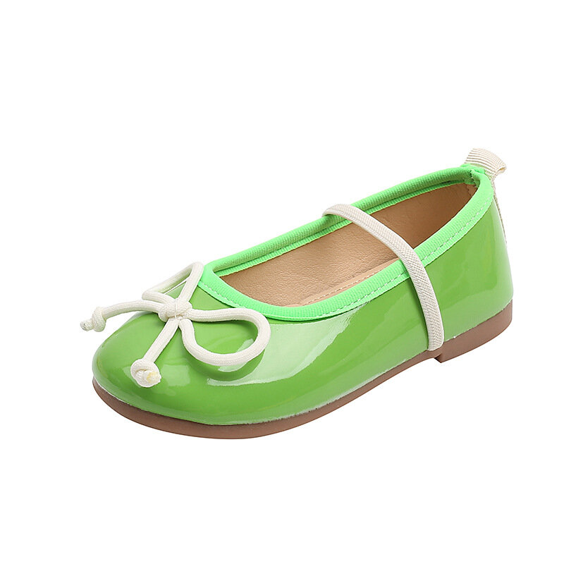 Zapatos de princesa para niña pequeña, zapatillas planas de Ballet con lazo de Color caramelo, con banda elástica ligera, para otoño