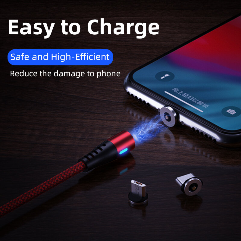 Магнитный зарядный USB-кабель AUFU со светодиодной подсветкой, кабель USB Type-C для телефона, магнитное зарядное устройство для телефона с Micro USB для iPhone 11 12 Pro Max для Xiaomi