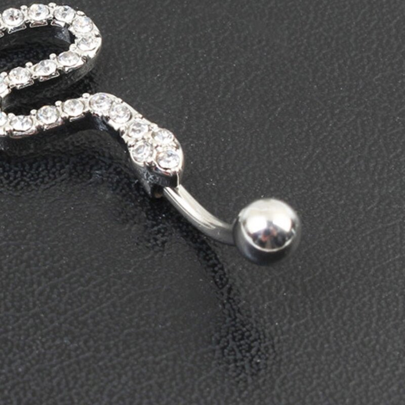 Fashion Snake Design Belly Button Rings Sparkling Zircon Navel Ring Piercing Bar