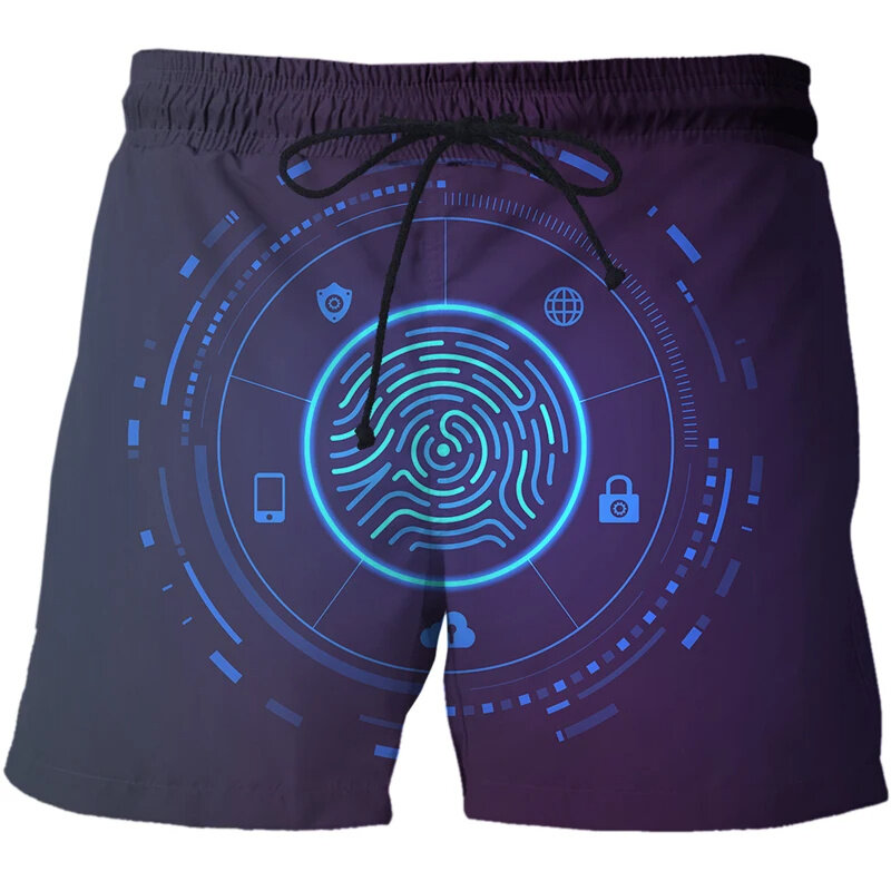 Harajuku Summer 3D Printing Artificial Intelligence Information Technology Era Beach Shorts For Men 5G Graphic Trunk Short Pants