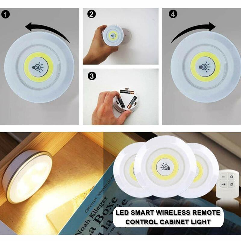 Luz Led inalámbrica inteligente para debajo de los muebles, lámparas regulables para dormitorio, armario, iluminación redonda con Control remoto