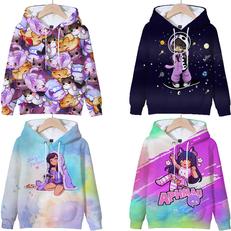 Nieuwe cartoon aphmau hoodies voor jongens meisjes tiener streetwear kinderen 3d print hoodie sweatshirts kids pullover tops sudaderas
