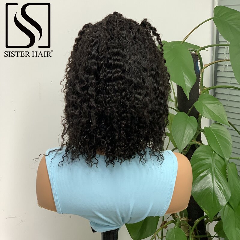 16 Inches Natural Color 220% Density Jerry Curly Human Hair Wig With Braids Transparent Lace Frontal Wig Brazilian Remy Hair Wig