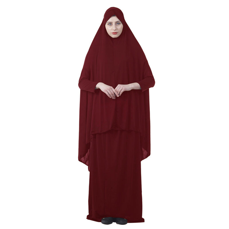 Conjunto de dos piezas de vestido de oración para mujer musulmana, bata Abaya, Hijab largo, falda de Ramadán Khimar musulmán, ropa islámica, Niqab