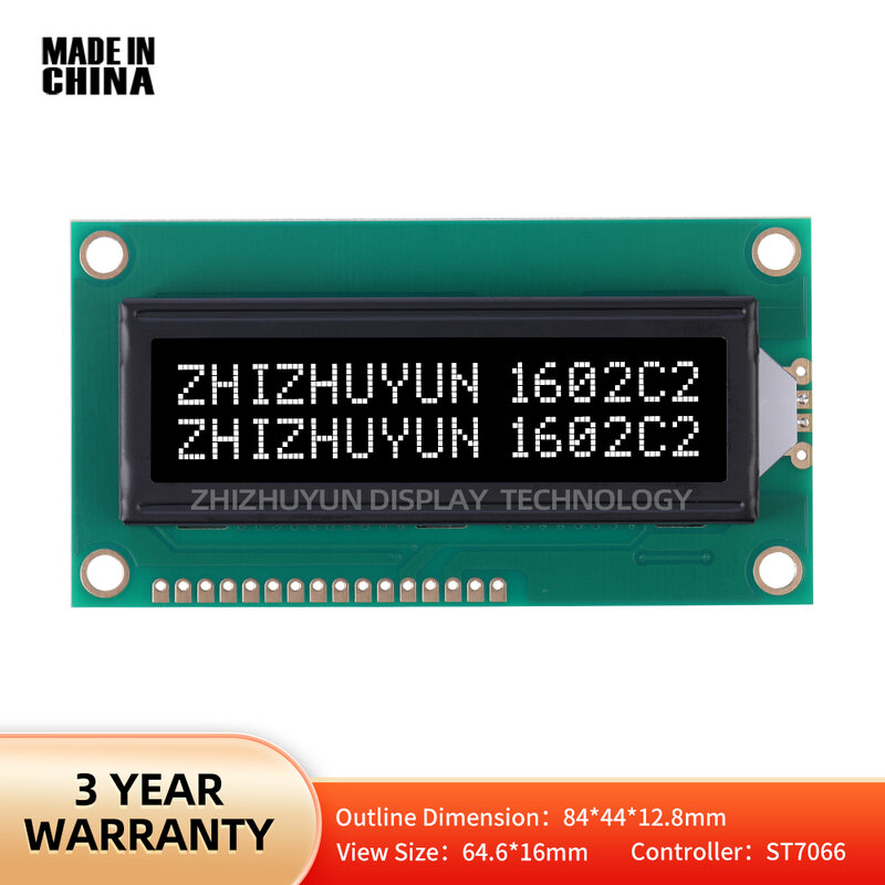 Estructura de pantalla LCD, 84MM x 44, 1602C2, LCD1602, Btn, película negra, texto blanco, texto rojo, texto verde, interfaz IIC I2C, 5V es Arduino