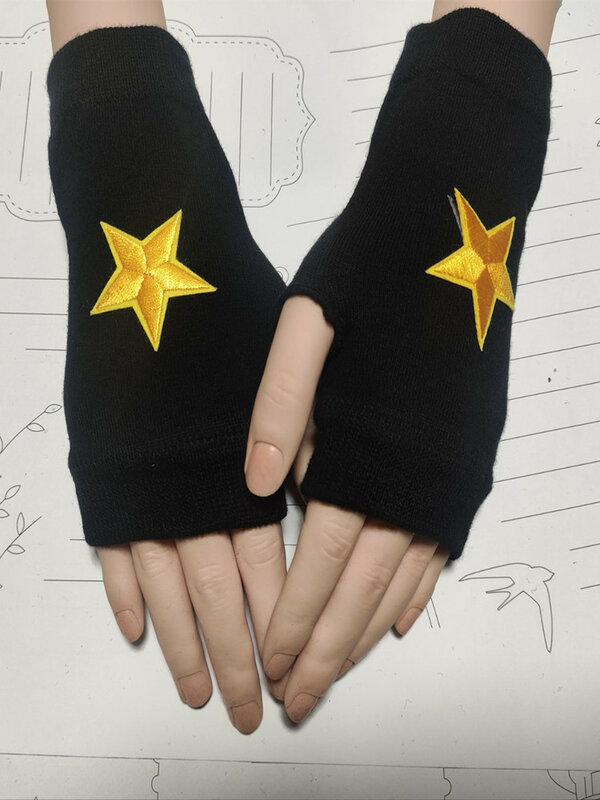 Guantes de cinco puntas para todas las estaciones, guantes elásticos sin dedos de algodón de punto negro para hombres y mujeres