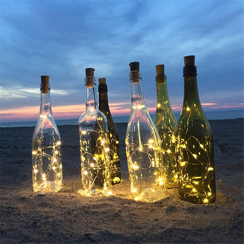 12 pezzi 2M di luce a stringa di rame con tappo di bottiglia a forma di sughero decorazione di luci per bottiglie di vino per la festa di natale in ralloween