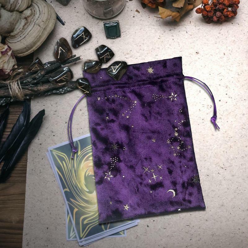 Tas tali beludru untuk tas Tarot Rune bermain kartu koin kartu perdagangan kosmetik tas dadu tebal dan dapat digunakan kembali
