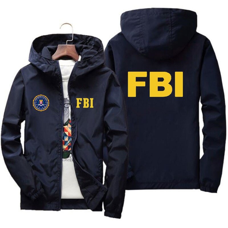 2024 New Men's Jacket High Quality FBI Printed Outdoor Sports Jacket Spring Hooded Windproof Fashion Casual Brand Sports Jacket