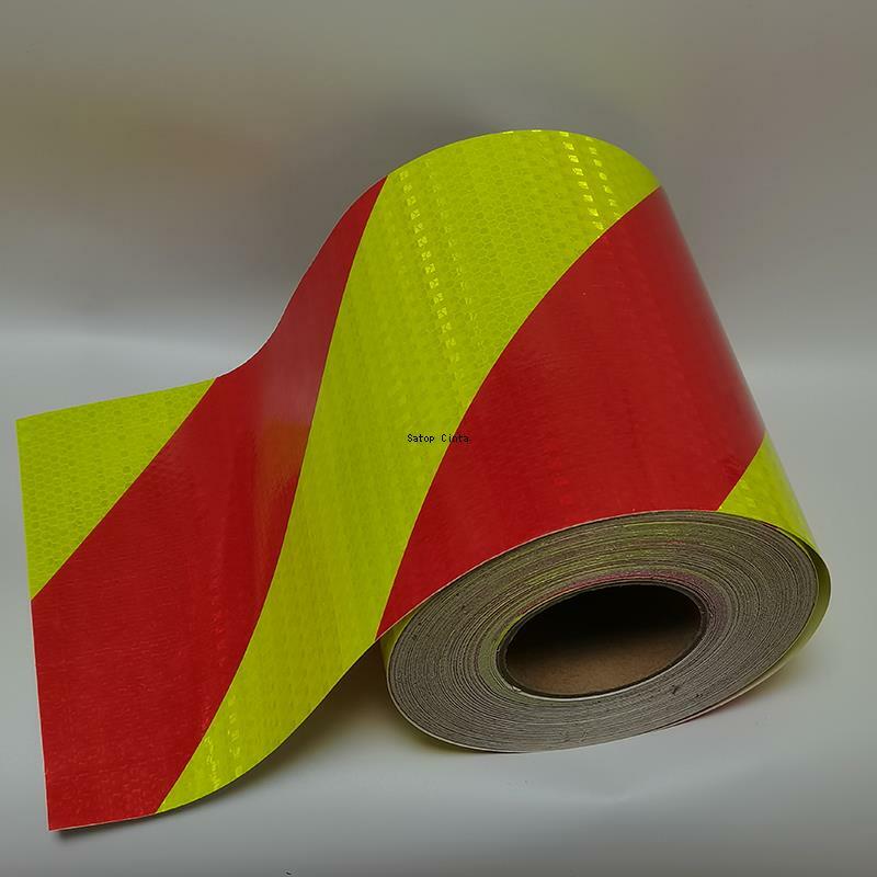 차량용 빛나는 반사 경고 테이프, 형광 노란색 빨간색 능직 발광 안전 고가시성 반사판 데칼, 20cm * 5m