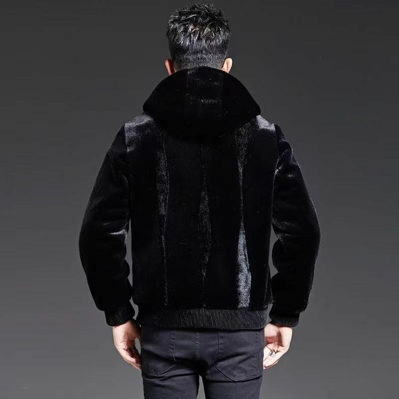 2023 outono inverno dos homens novo curto genuíno casacos de pele masculino cor sólida com capuz casacos de manga longa casual v137