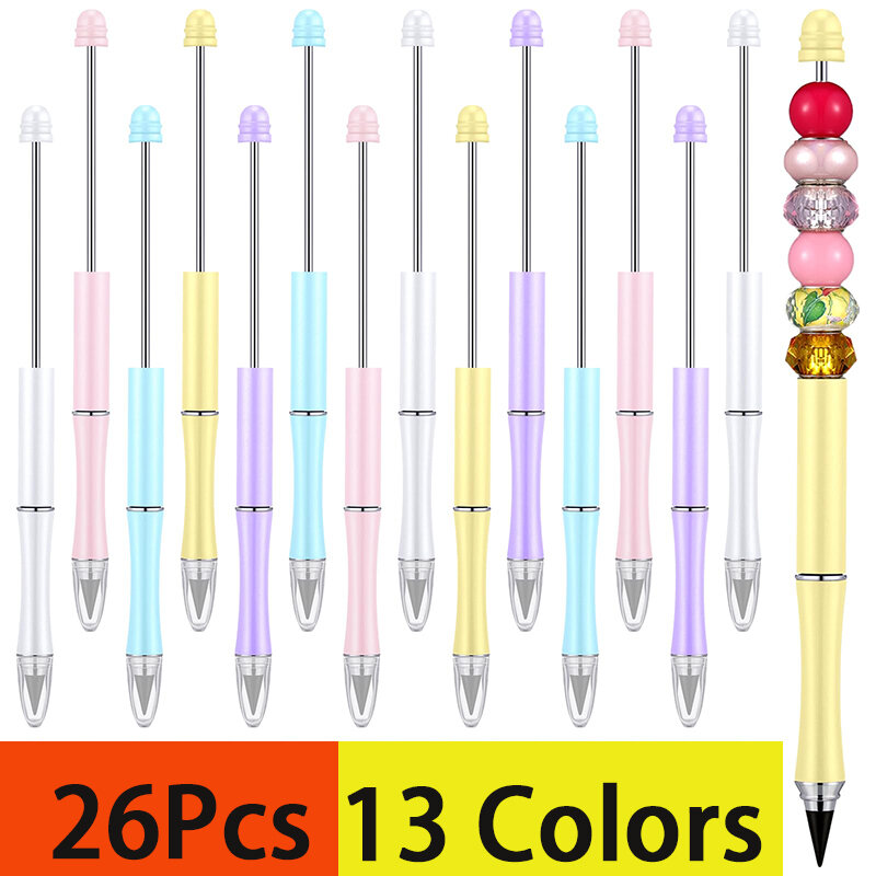26Pcs Bead Pencils Unlimited Pencil Beadable Pencils for Writing Art Sketch Stationery Kawaii Pen School Supplies