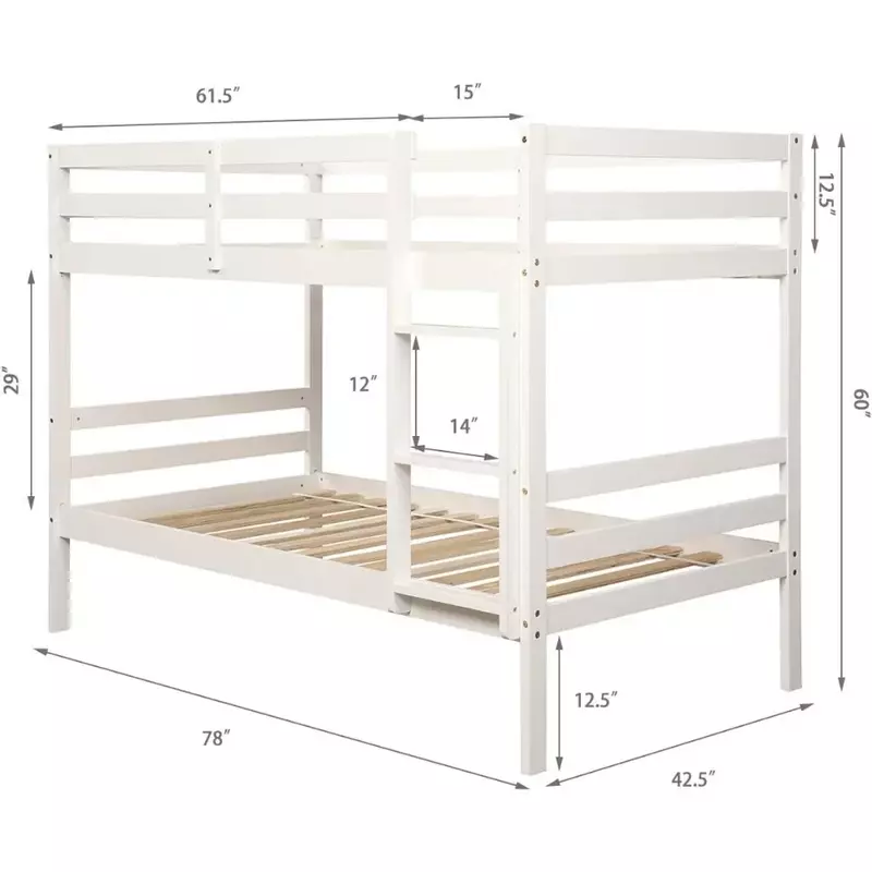 เตียงแฝด tempat tidur tingkat แปลงสภาพไม้2เตียง tempat tidur tingkat ยางพาราแข็งบันไดในตัวและรางความปลอดภัยเตียง