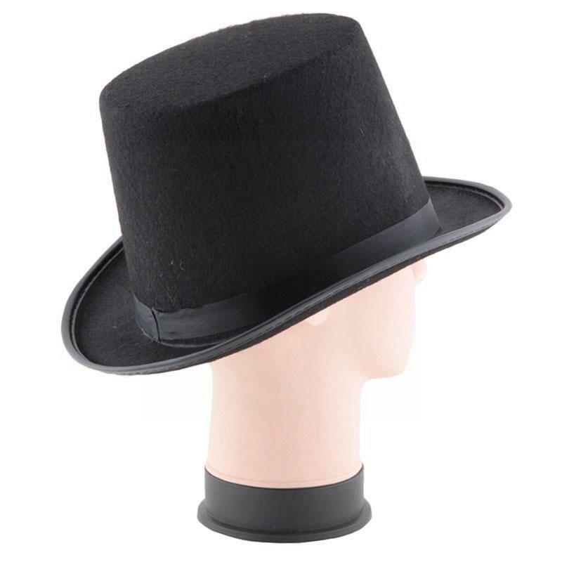 Sombrero de mago negro para disfraz de caballero, esmoquin Formal, sombrero de maestro de anillo para juegos teatrales musicales, mago T2R2