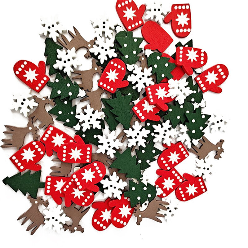 子供のための木製のクリスマスの装飾品,DIYおもちゃ,木,カイ,クリスマスの装飾,自宅のパーティー,新年,50個,100個