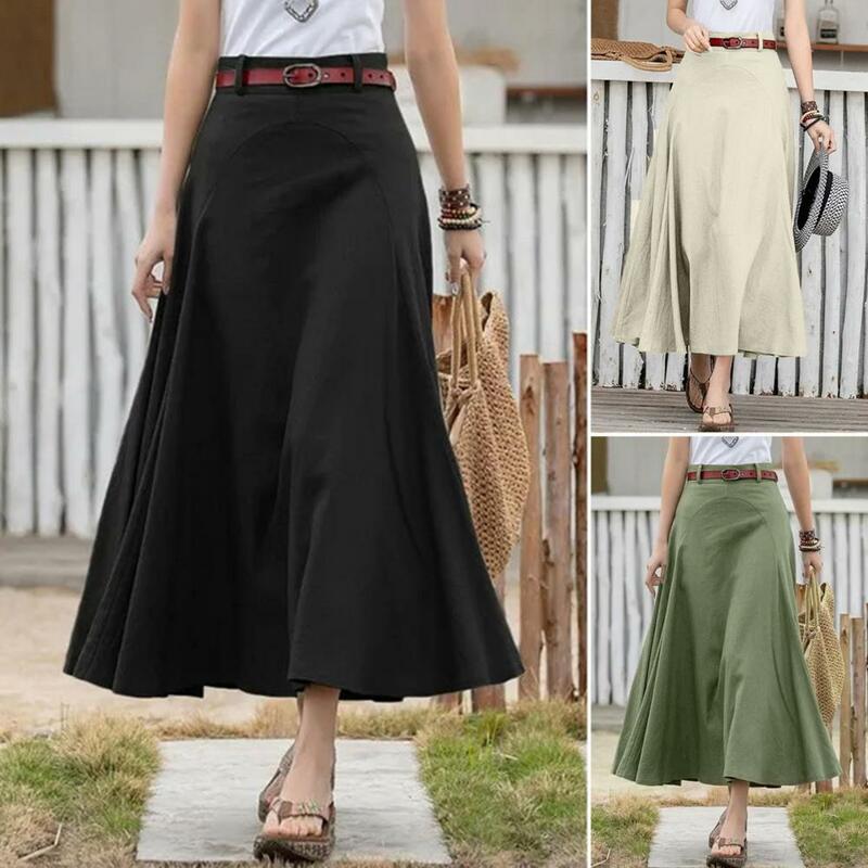 Женская юбка макси с завышенной талией, ассиметричная юбка большого размера, однотонная свободная трапециевидная юбка, уличная одежда