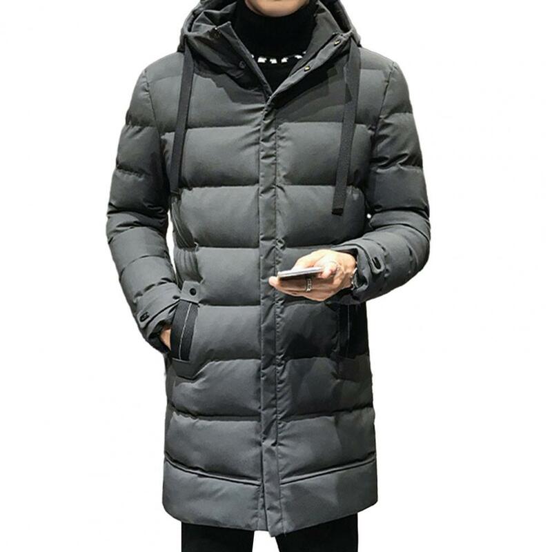 Abrigo de plumón con capucha para hombre, Parka de cuello alto, chaqueta de nieve de longitud media para exteriores, protección contra el viento, calidez definitiva, Invierno