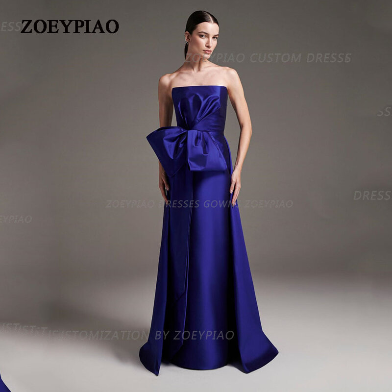 Elegant Royal Blue Prom Dresses Evening Dress Floor Length Simple Sleeveless Formal Dubai Cocktail Party Gowns Plus Size