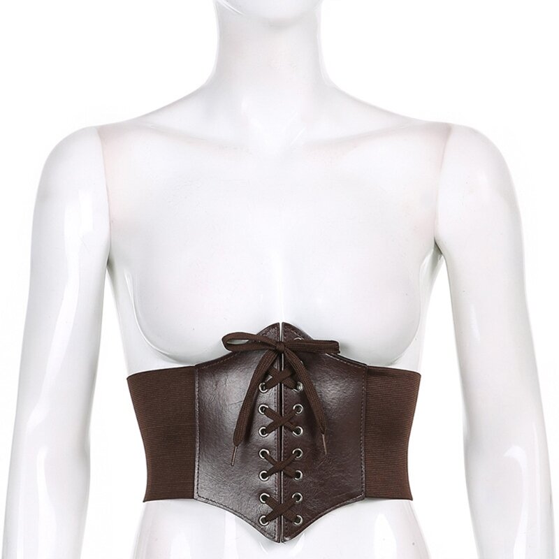 Gótico escuro rendas até cintura feminina espartilho cinto largo couro do plutônio cintos feminina emagrecimento cintura