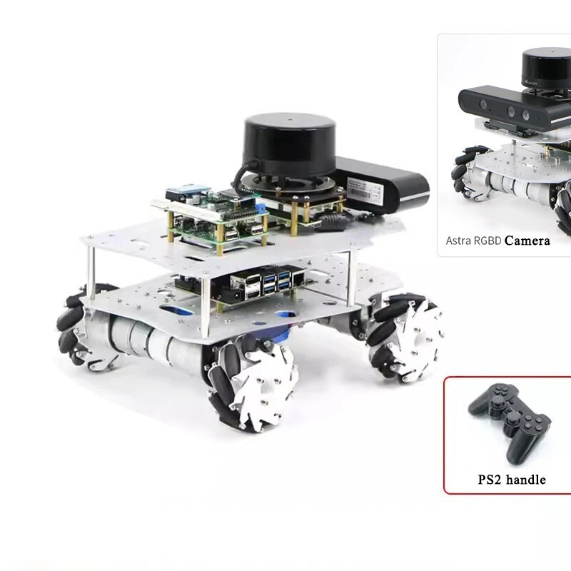 Raspberry Pi Ros Mecanum Roda Robot Mobil 6Kg Beban dengan STM32 Encoder Motor Radar Kamera Navigasi Otonom Otomatis Mengemudi